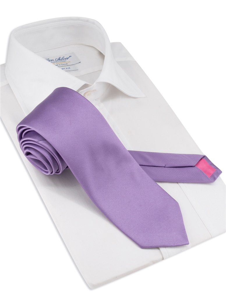 Silk Solid Signature Tie In Lilac The Ben Silver Collection