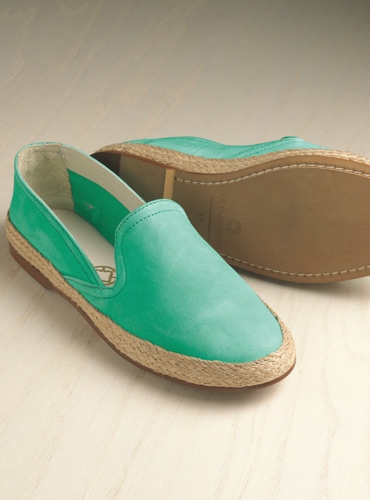 Women's Sueded Leather Espadrilles in Turquoise