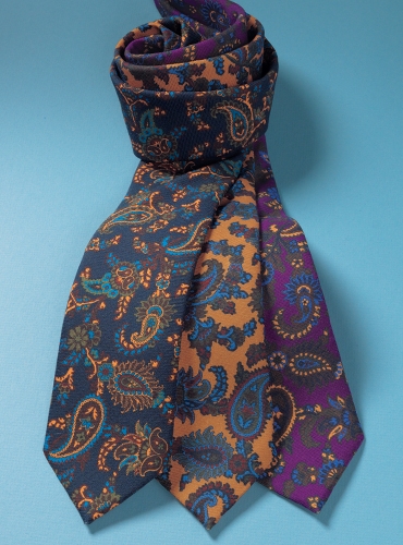 Wool Print Paisley Tie in Copper