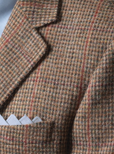 Tan and Brown Basketweave Harris Tweed Sport Coat with Deep Claret ...