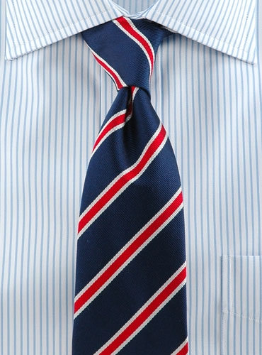 S101 - Navy, Red, White Stripe Tie