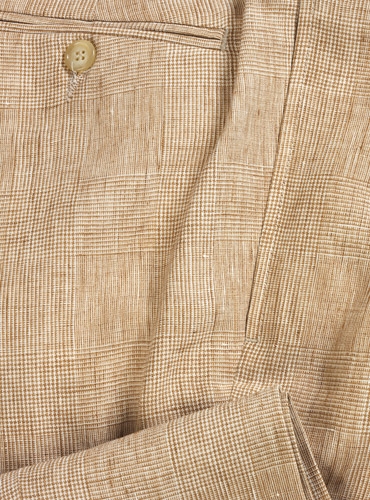 Plaid Nut and Cream Linen Trousers