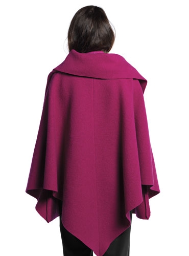 Boiled Wool Coat in Fuschia