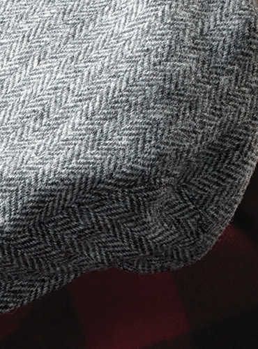 Wool Aberford Cap in Black and White Herringbone