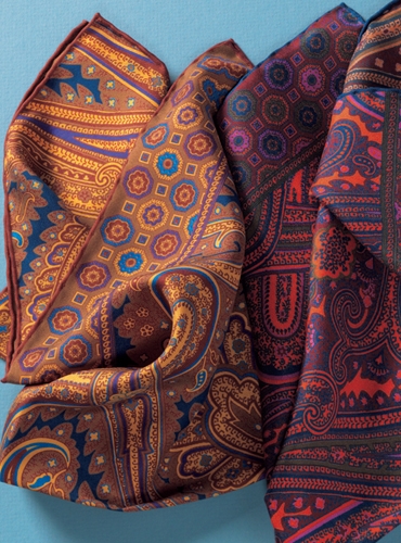 Silk Printed Paisley Pocket Squares