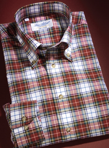 White, Red, and Green Plaid Button Down