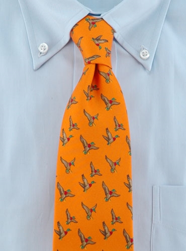 Printed Mallard Tie Marigold