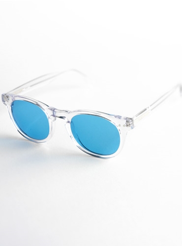 Semi-round Sunglasses in Clear with Blue Lenses