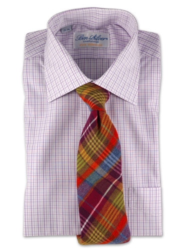 Wool Plaid Tie Purple