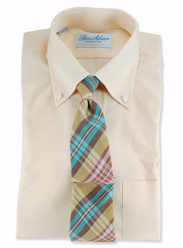 Plaid Linen Tie in Taupe