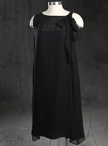 Ladies Bow Chiffon Black Dress