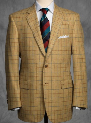 Golden Straw Sport Coat with Windowpane in Cobalt and Spice Orange ...