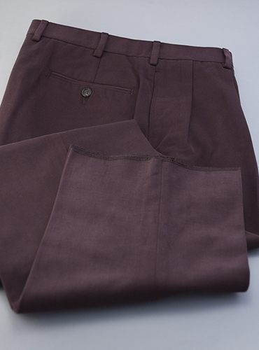 Brushed Cotton Trousers in Wine, Forward Pleat