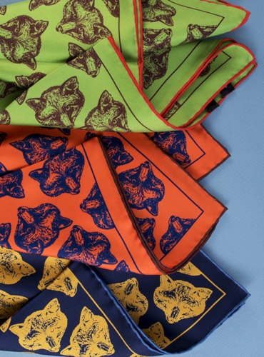 Silk Printed Fox Motif Pocket Squares