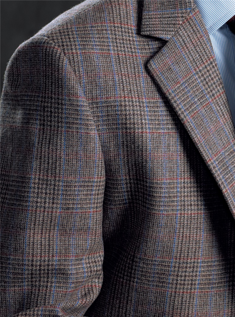 Saxony Glen Plaid Wool Sport Coat with Marine and Fire Windowpane