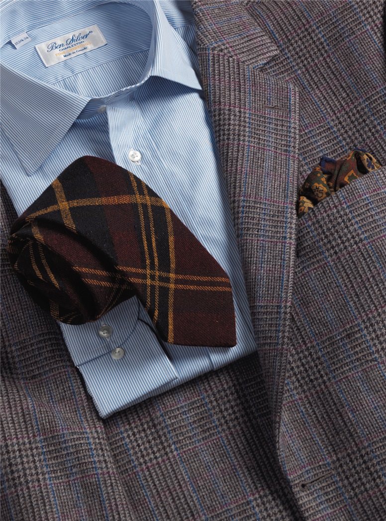 Saxony Glen Plaid Wool Sport Coat with Marine and Fire Windowpane