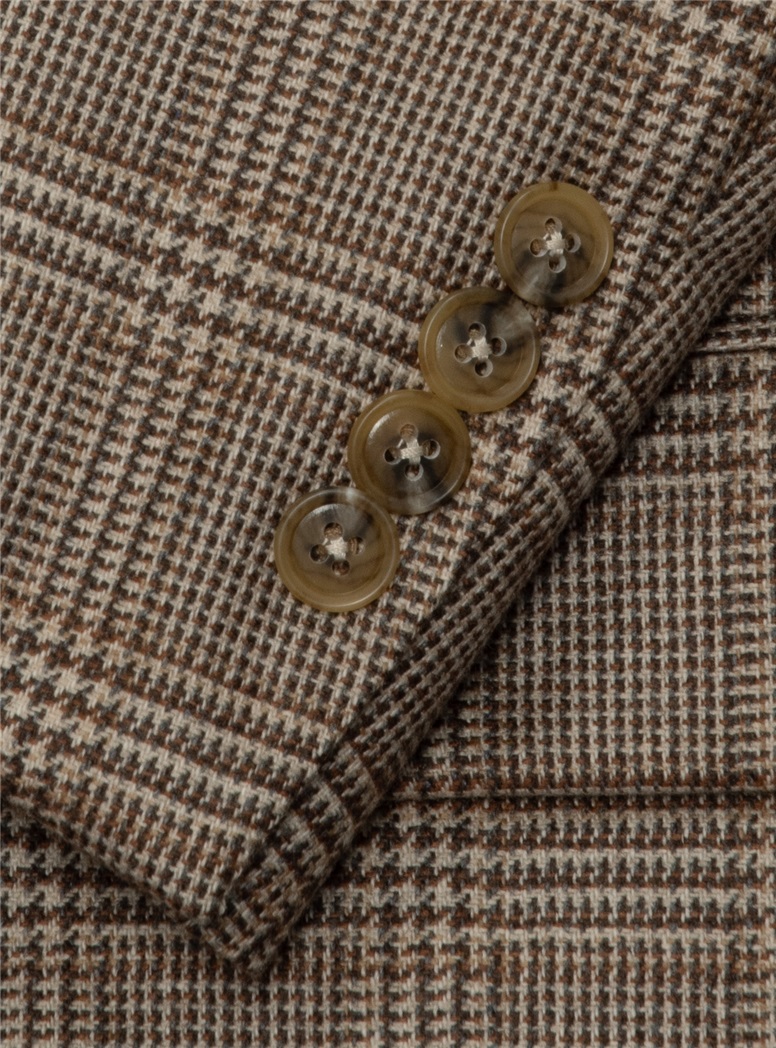 Brown and Cream Glen Plaid Cashmere Sport Coat