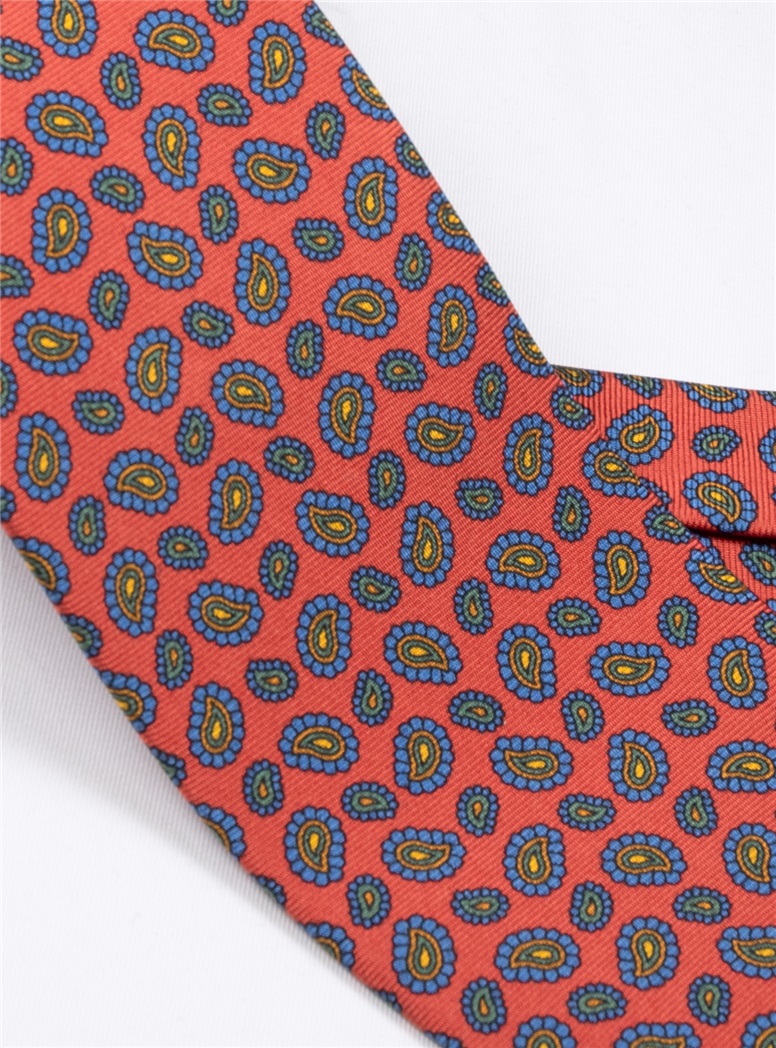 Silk Printed Paisley Tie in Red