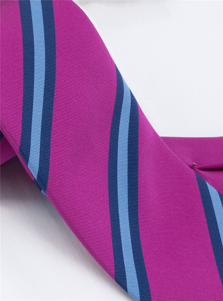 Mogador Silk Striped Tie in Fuchsia