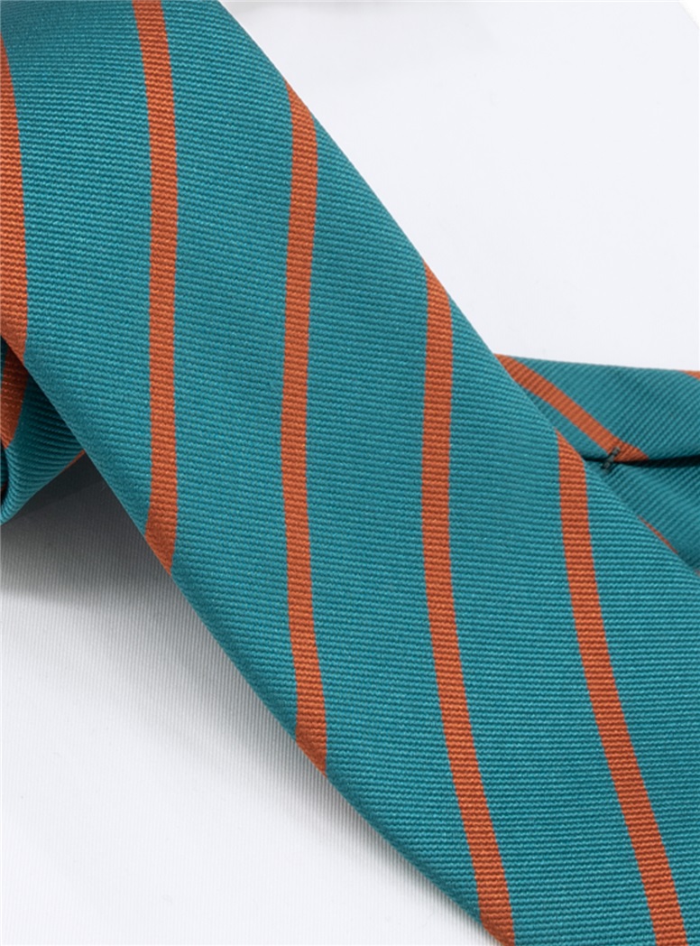 Silk Bar Striped Tie in Seagreen