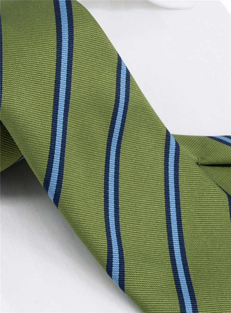 Silk Striped Tie in Forest
