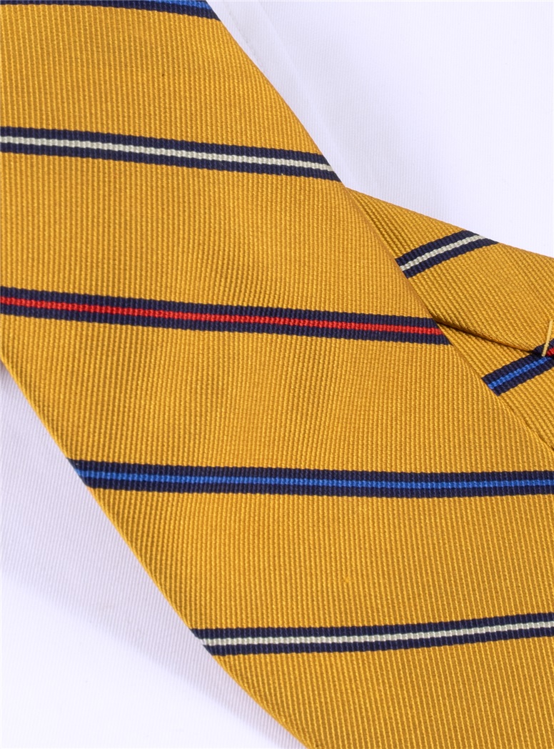 Silk Woven Multi-Stripe Tie in Marigold