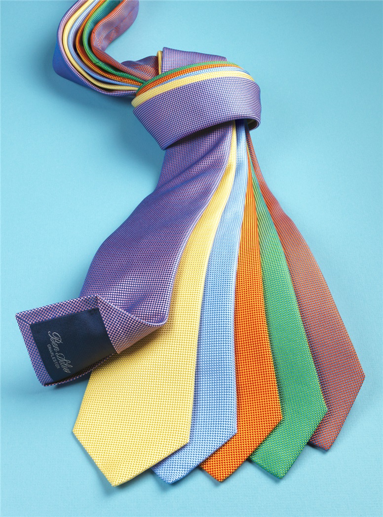 Silk Basketweave Tie in Grass