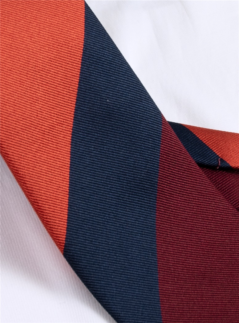 Silk Triple Stripe Tie in Chili