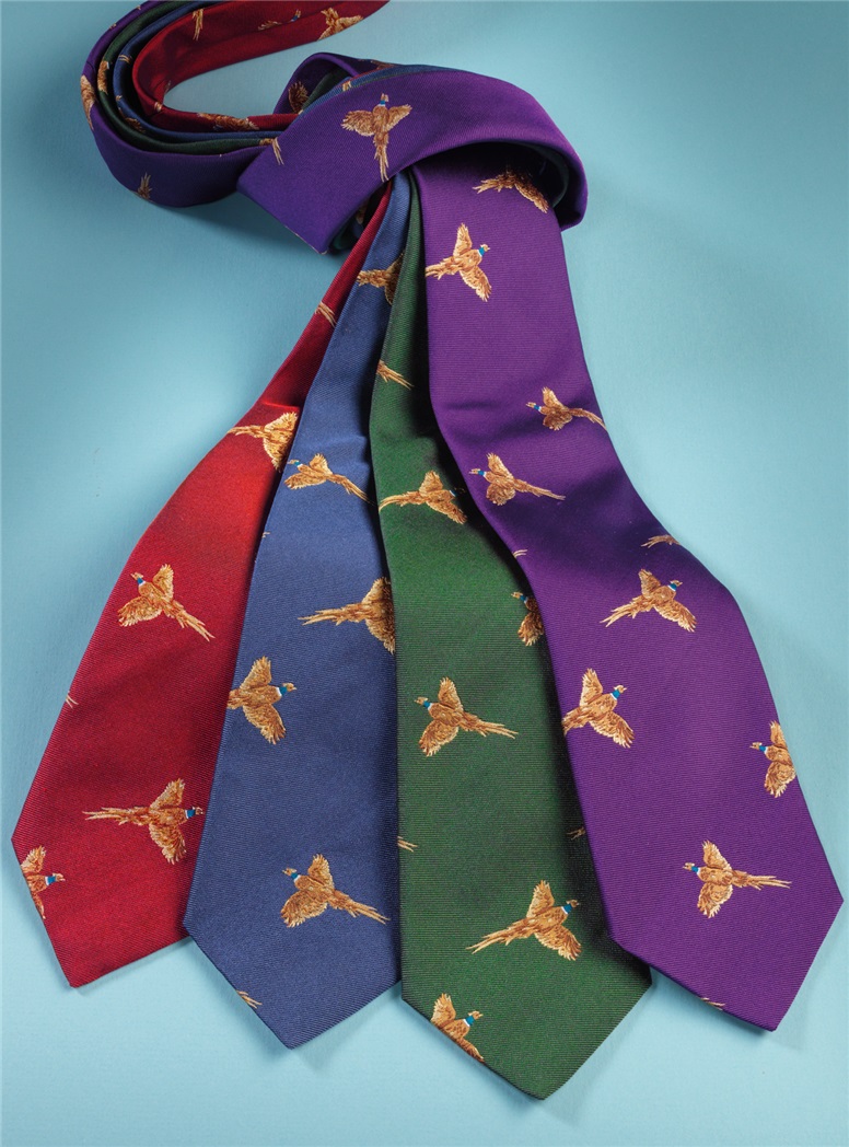 Silk Woven Pheasant Tie in Forest