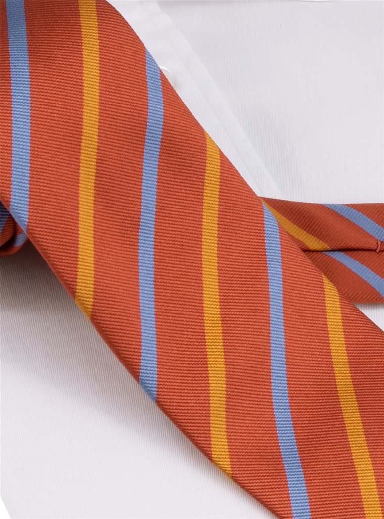 Silk Bar Stripe Tie in Burnt Orange
