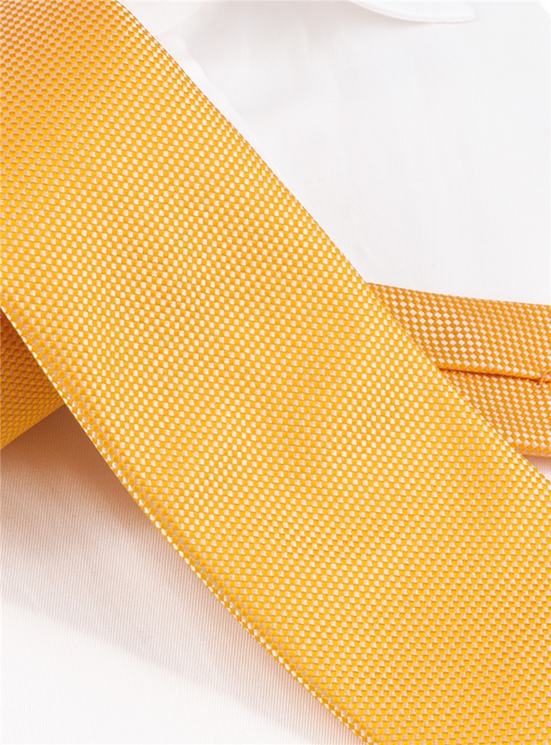 Silk Basketweave Tie in Marigold