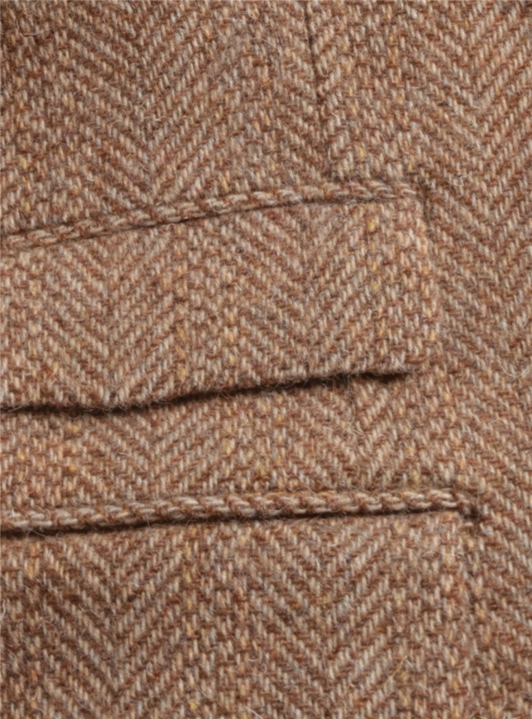 Rust and Cream Broken Bone Tweed Double-Breasted Sport Coat