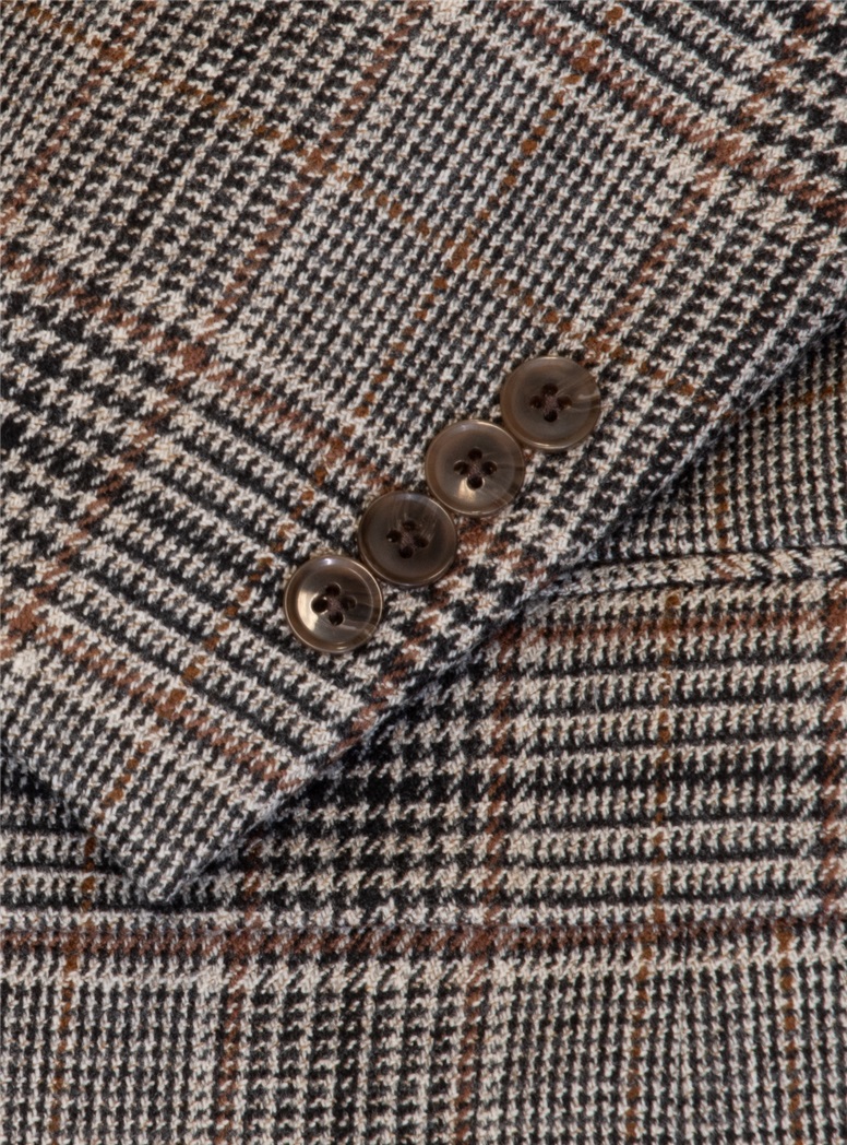 Chocolate and Cream Glen Plaid Sport Coat with Windowpanes