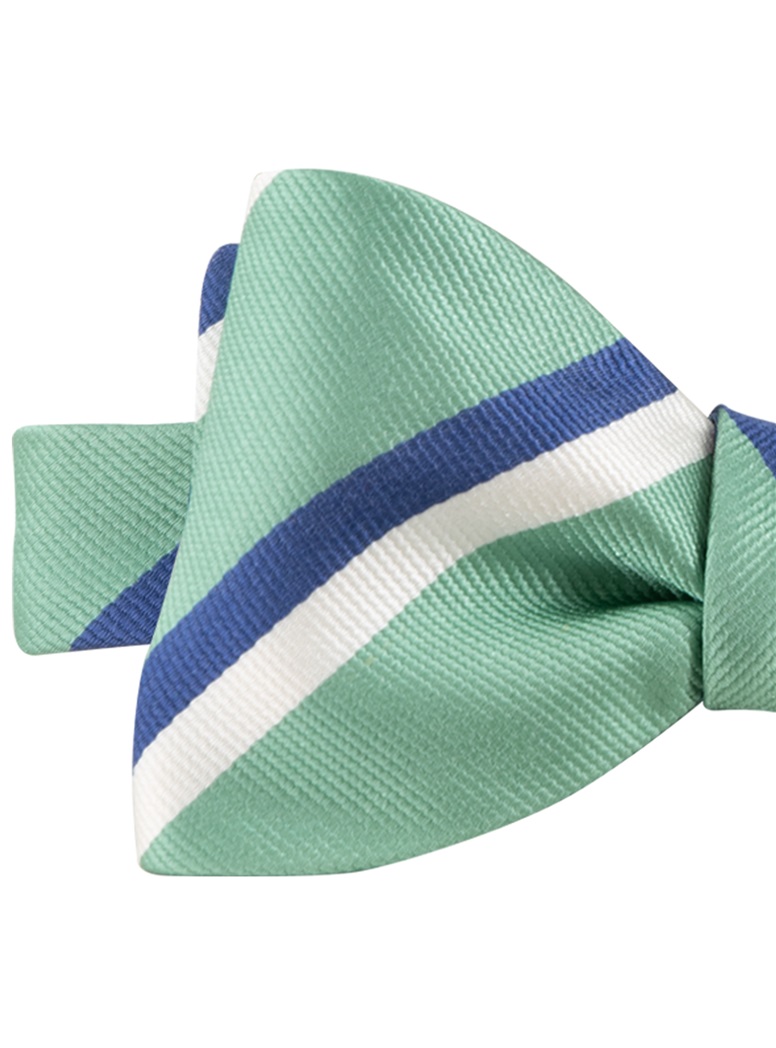 Silk Double Striped Bow Tie in Sage