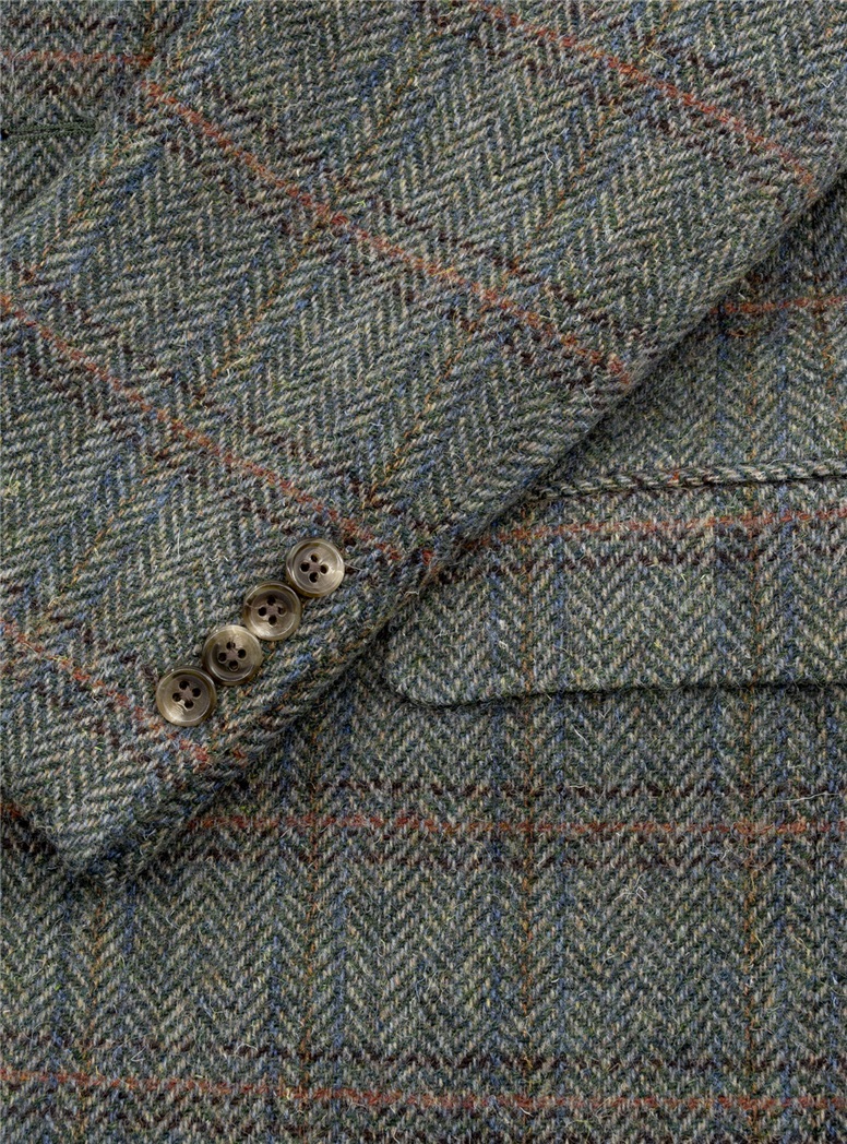 Green Tweed Sport Coat with Windowpanes