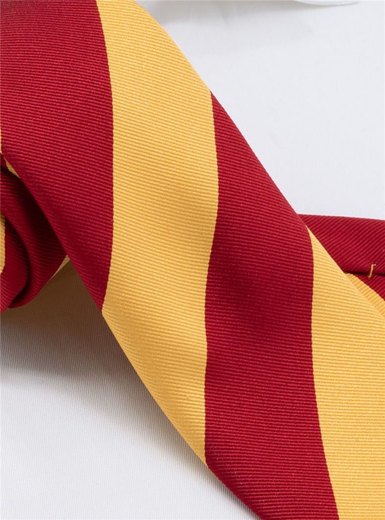 Silk Block Striped Tie in New Red
