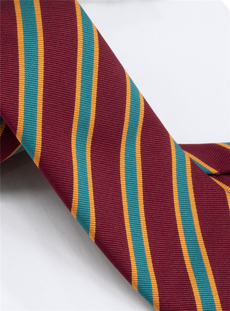 Silk Striped Tie in Wine