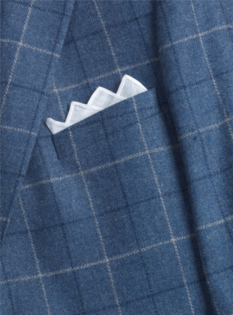 Blue Herringbone with Windowpane