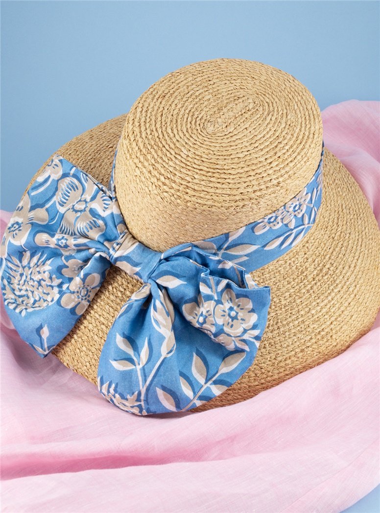 Raffia Sun Hat with Liberty Ribbon