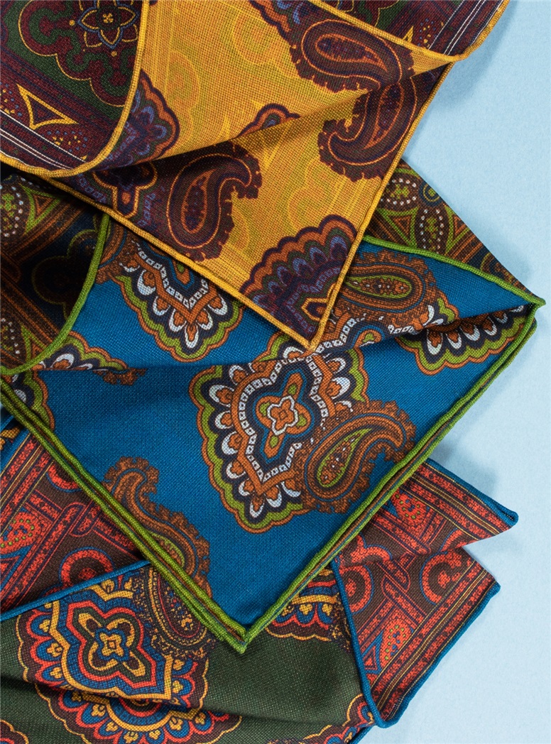 Silk Reversible Medallion Printed Pocket Squares