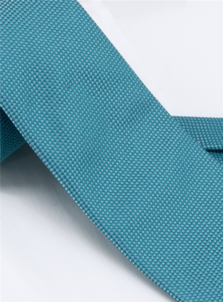 Silk Basketweave Tie in Teal