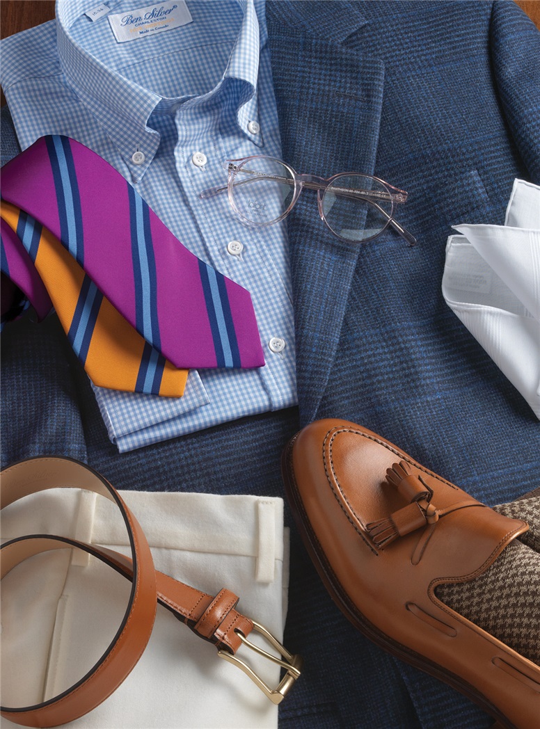 Deep Blue Glen Plaid Wool and Cashmere Sport Coat