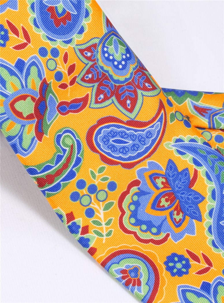 Floral Paisley Tie in Marigold