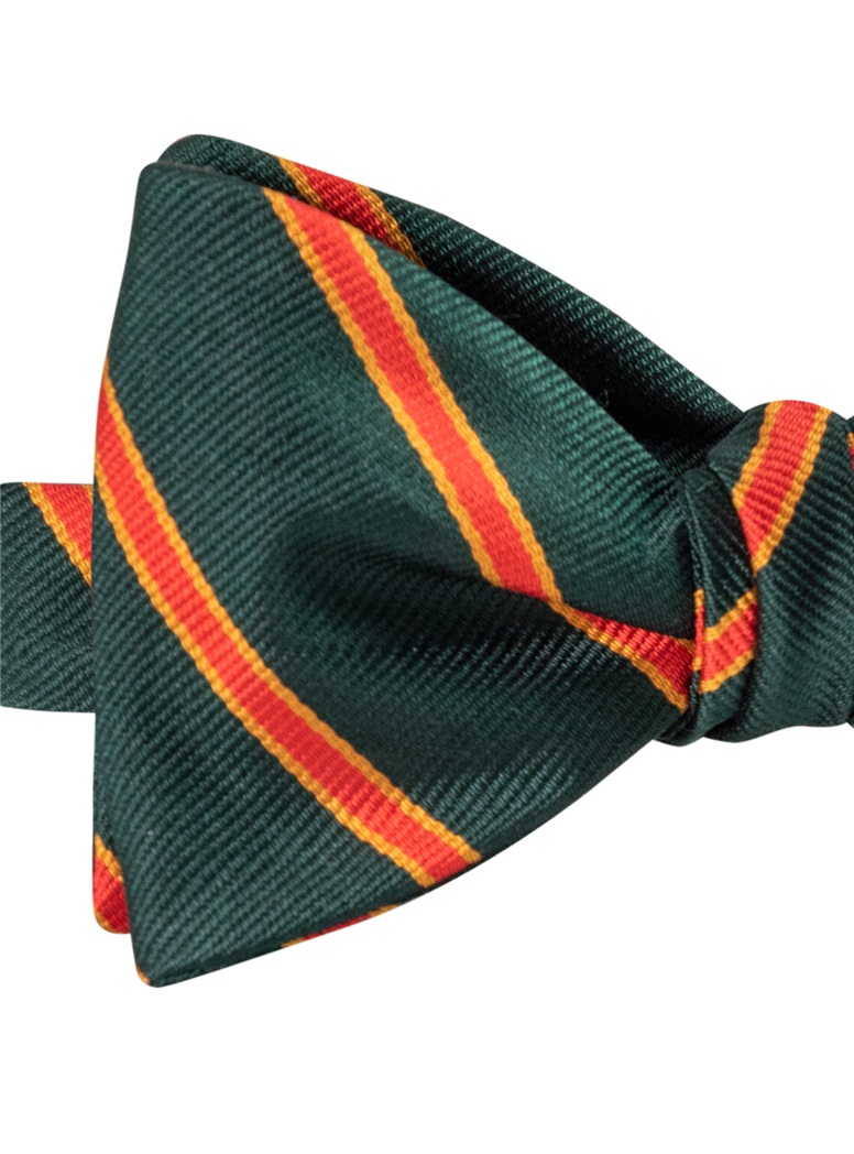Silk Stripe Bow Tie in Bottle and Chilli