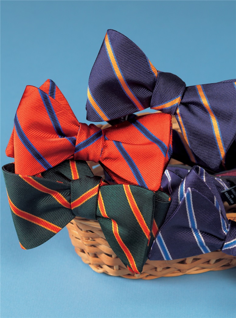 Silk Stripe Bow Tie in Bottle and Chilli