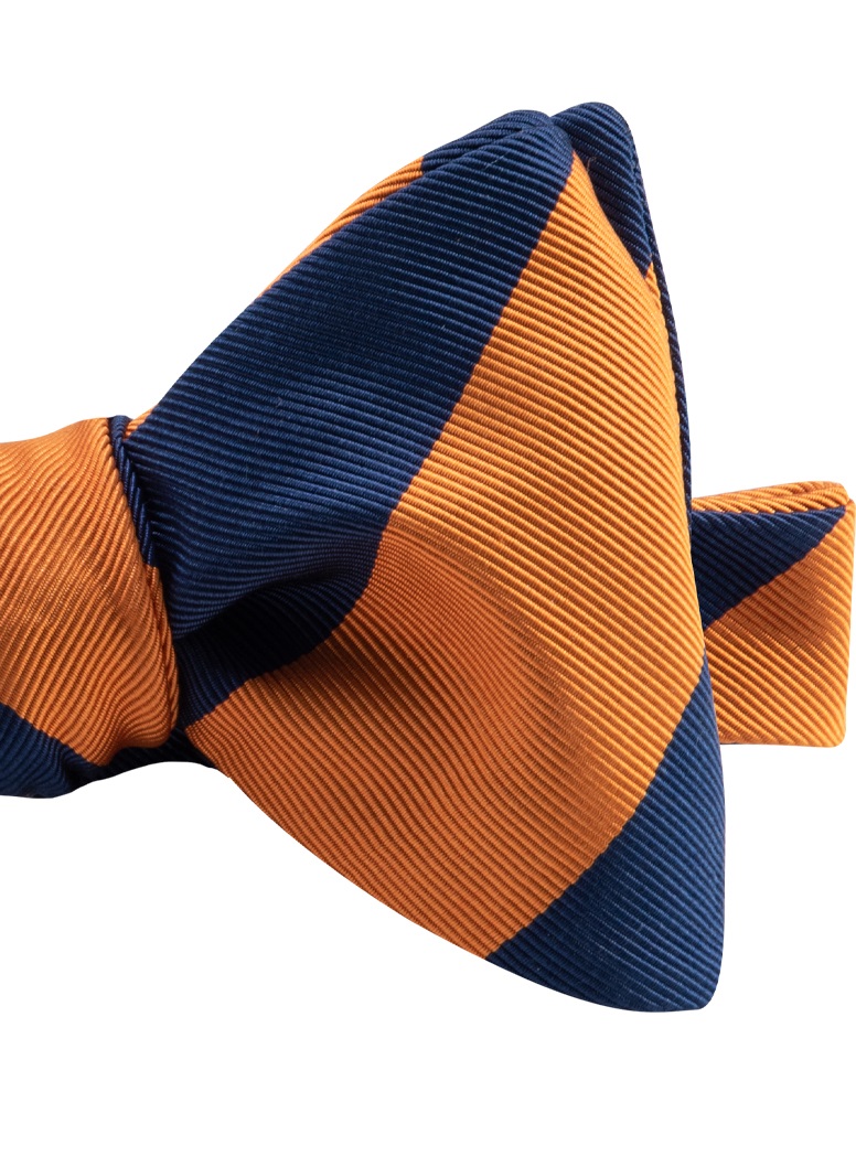 Mogador Block Striped Bow Tie in Navy and Gold