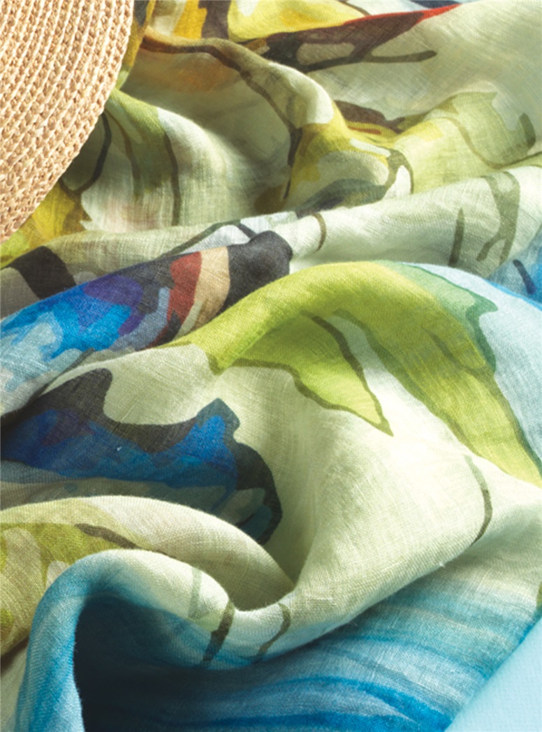 Linen Abstract Butterfly Printed Scarf