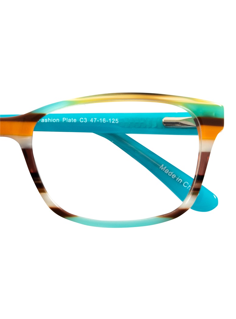 Rectangular Children's Frame in Aqua and Orange Multi-Stripe