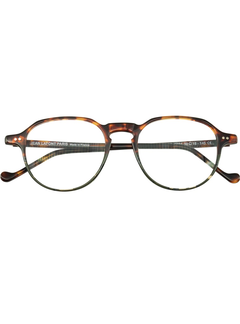 Delicate Semi Square Frame in Mahogany Tortoise and Green