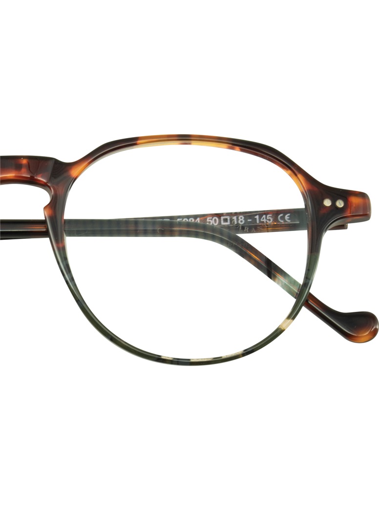 Delicate Semi Square Frame in Mahogany Tortoise and Green